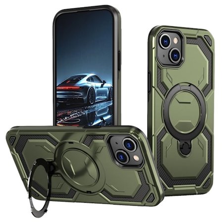 iPhone 13 Magnetic Case Ring Kickstand - Green