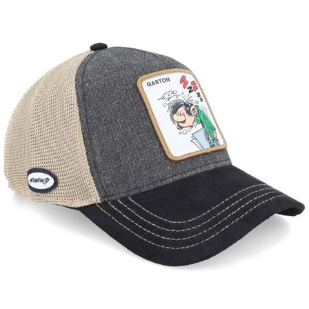 Capslab - Grå trucker Keps - Gaston Square Patch Beige/Grey A-Frame Trucker @ Hatstore