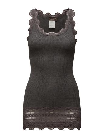 Silk Top W/ Lace T-shirts & Tops Sleeveless Grå Rosemunde
