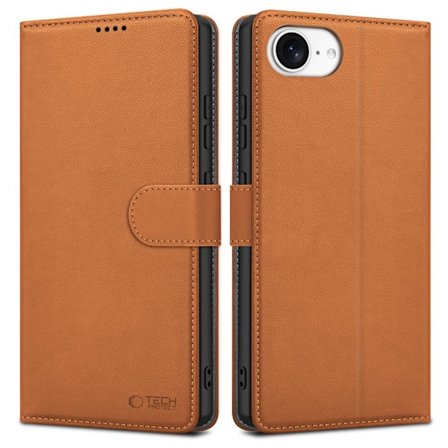 Tech-Protect iPhone 16e Fodral Läder Saddle Brown