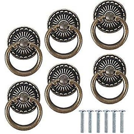6 Antik Ringdragare Retro Låda Skåp Ringknoppar