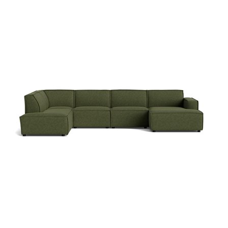 Lyon U-sofa, højrevendt - Aragon Grøn - 368x218x80cm - Elegant U-sofa med god komfort - Perfekt til hyggelige stunder med familie og venner