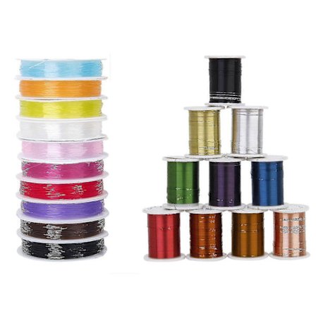 10 ruller kobbertråd, blandede farver, perletråd 0,3 mm