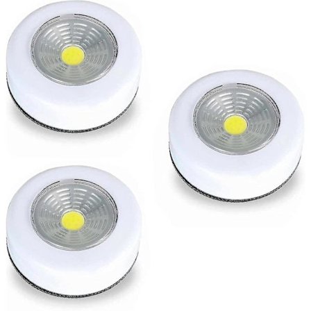 LED batteridrevet selvklebende lampe, selvklebende skaplampe, selvklebende kjøkkenlampe, LED skapbelysning, batteridrevet LED skapbelysning 3-pakning