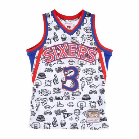 Mitchell & Ness basketball jersey nba doodle swingman hardwood classics no 3 allen iverson 1996-97 phi76e Hvid, Herre Træning