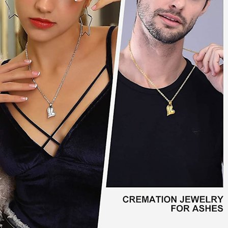 Hjerteformet Kremasjonskjede, Lmell Askebeholder Smykke, Lmell Vial Hengesmykke