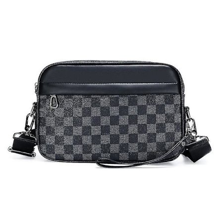 Ny Trend Mænds Casual Plaid Skuldertaske, Læder Sports Messenger Taske
