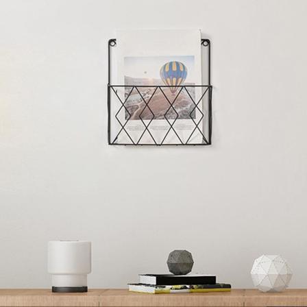 Metall Tidningsförvaringsställ Hängande Organizer för hemmakontoret Black 25x7x26cm