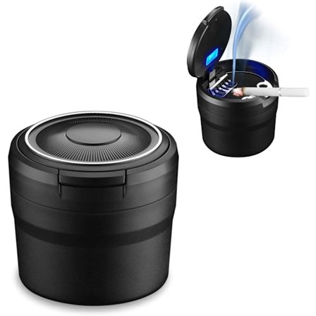 Bärbar askkopp för bil, enkel att rengöra, avtagbar askkopp med LED-ljus