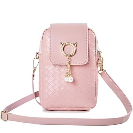 Dames Mini Crossbody PU Mobiltelefon Skuldertaske, Dame Zipper Telefonpung Smart Pung Mobiltelefon Taske med Justerbar Skulderrem til Shopping