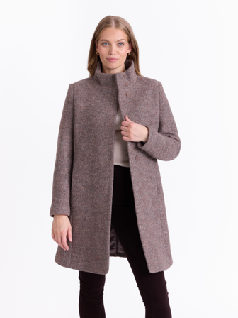 MATCH - Marita boucle kåpe - Marie Philippe - Str. 34 - Dame - Jakker & Kåper - Brun - 45% ull - resirkulert, 55% polyester - resirkulert