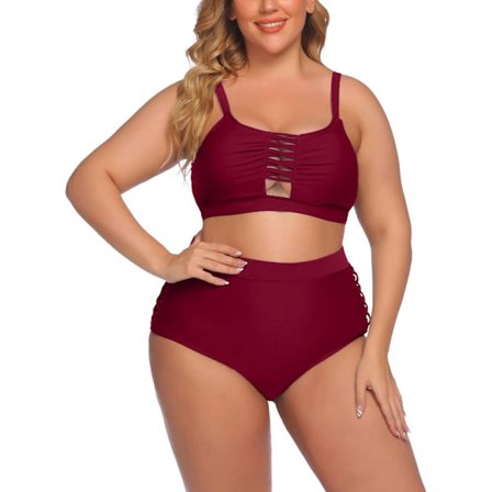 2025 Seneste Model Dame Plus Size Badedragt Høj Talje Udskåret Todelt Sexet Bikini Badedragt Badetøj