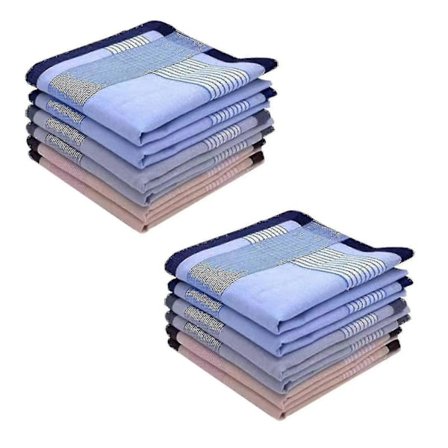 12 stk. Herre Lommetørklær, 100% Myk Bomull Lommetørklær for Menn Bomull[D]