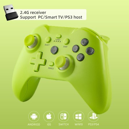 Grønn med mottaker - BLUEKAKA trådløs kontroller for Nintendo Switch, kompatibel med Switch Pro OLED/Lite/Steam/Android/iOS spillkonsoll med 6 A