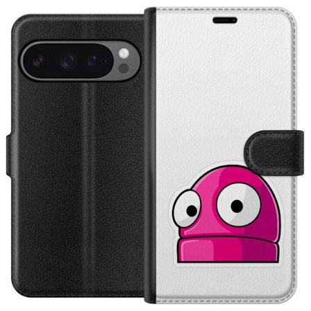 Yhteensopiva Lompakkokotelo Google Google Pixel 9 Pro XL Pinkki sarjakuvahahmo suurilla silmillä leikkisässä ja humoristisessa tyylissä