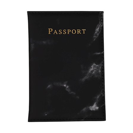 Passfodral Passhållare Svart Marmor Skinn Läder Guld