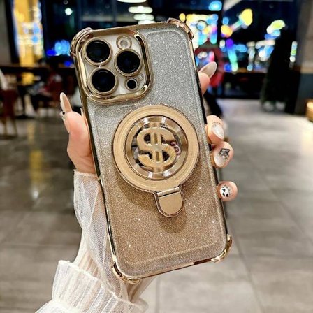 iPhone 16 Pro Max Skal med Space Gradient Glitter MagSafe Hållare och Linsskydd