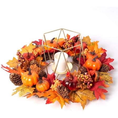 Halloween Pumpa Tallkotte Lönnlöv Led Färgglada Krans
