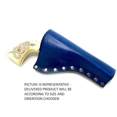 JJ Custom Works - Colt .45 Peacemaker Holster - Right - 12" - Blue - Plain - Nickel Studs