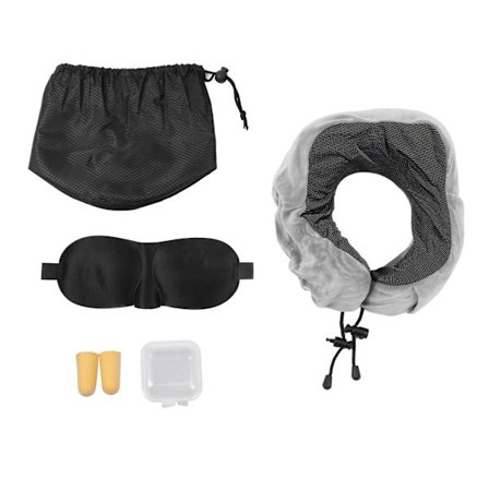 Memory Foam Nakkepude U-formet Rejsepude med Øjenmaske og Ørepropper Mørkegrå