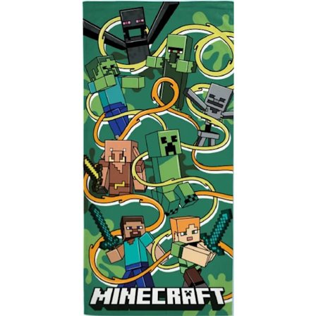 Badhandduk Minecraft 70X140cm 100% bomull Grön