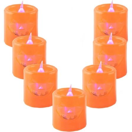 6-pack Halloween-lyhtyjä, paristokäyttöiset LED-valot, oranssi