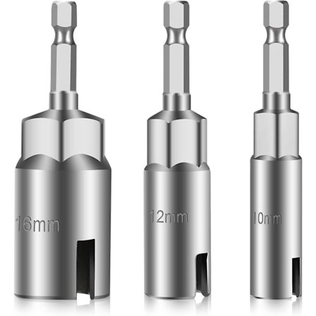 3-pack Hexskaft Mutterdragare, 1/4" Hexskaft Power Wing Mutterdragare Set, Spårad Wingmutterkrok Borrbit Socket Nyckel Panelmutter Skruvverktyg Öga C-