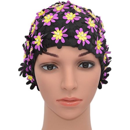 Badehætte til kvinder med blomsterblade i retro stil