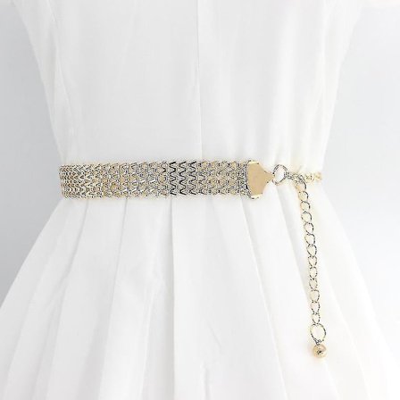 Mode Enkelt Kædebælte Dame Høj Talje Guld Bælter Taljebånd Til Fest Smykker Kjole Metal Kædebælte