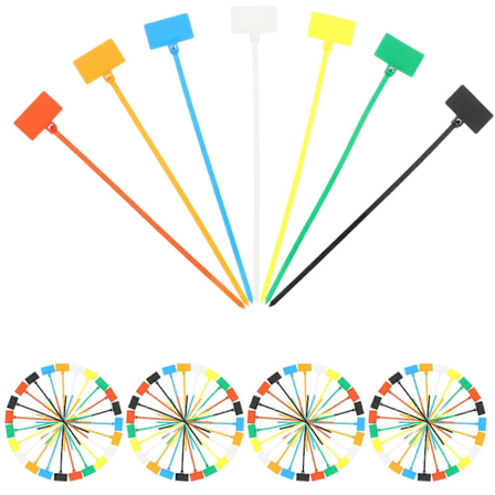 250 st Easy Mark 4x150mm Nylon Kabelband Etiketter Plast Loop Band Markörer Kabelmärkning Självlåsande Buntband (Sorterade Färger)