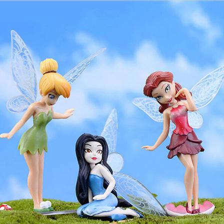 6 STK Flower Fairy Pixie Fly Wing Miniature Pigefigurer 6 pcs