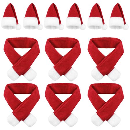 Jul Vinflaske Omslag Juletema Vinflaske Hat og Halstørklæde Sæt Mini Halstørklæde Hat Jule Vinflaske Dekoration til Hjemmefest