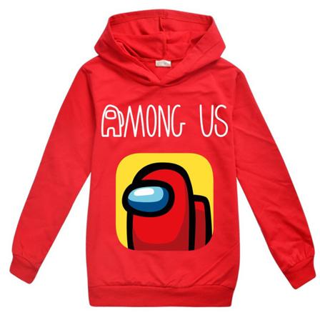 Blant oss tegneseriespilltrykk gutt Sweatshirt barn Uformelle hettegensere red 170cm