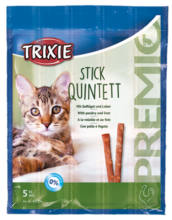 Trixie - Premio Stick Quintet fugl og lever 5 x 5 g - Katt - Kattegodteri & kattegress - Belønningsgodbiter katt - ZOO.no