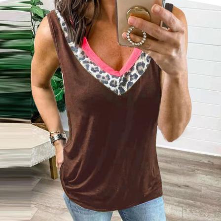 Sleeveless Tank S V-hals T-shirts För Kvinnor