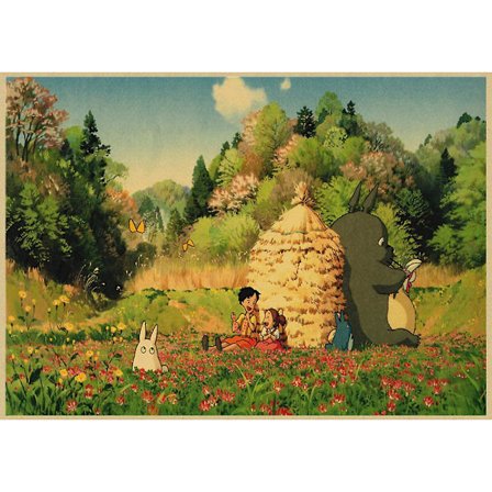 Vintage Retro Papir Anime Poster Tonari No Totoro Miyazaki Vægskulptur Vintage Hjemmeindretning Børneværelses Dekoration