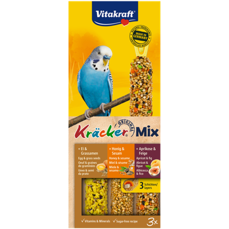 Vitakraft - Kjeks Undulat Honning/Egg/Frukt 3-pk. - Fuglegodteri & kräcker - Frøstenger & frøkolber - ZOO.no