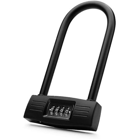 Cykelkombination U-lås 4-siffrigt återställbart säkerhetslås med 14 mm U-bygel, stöldskyddskombinationslås