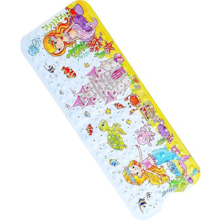 HK Barnes Badekarsmatte med Tegneserie Ekstra Lang Sklisikker Sugekopp Dusjbadekarsmatte (Havfisk) (4-dw)(FQ)