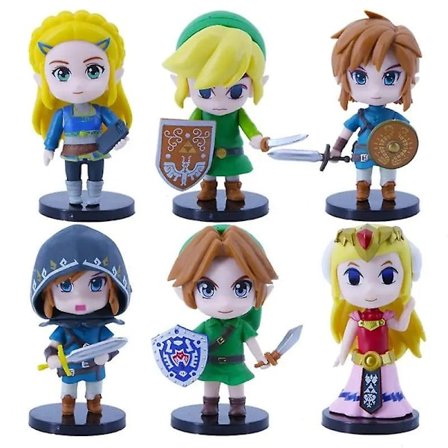 The Legend of Zelda 6-pack/set 10cm Q-version Link Princess Zelda Figuriner Speldekoration Anime Prydnadsföremål Modellsamling Dockor