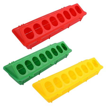 3 stk. Liten Fôrtrau for Fjærfe Fuglefôringsfat Dispenser Vaktelfôrtrau (Assorterte Farger)