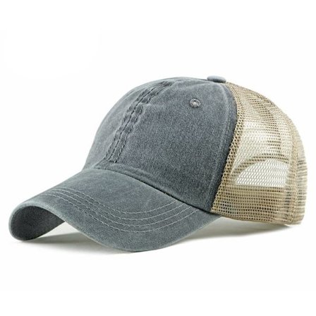 Trucker Ball Cap Mesh Beige Back Justerbar Hat Snapback 2-tons Cap 6 Panel (svart)