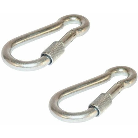 2x lukittavat karabiinit, 11 mm halkaisija x 120 mm pituus