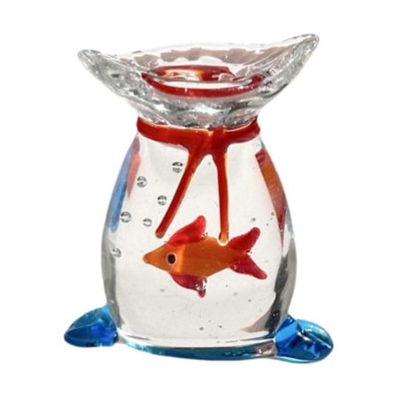 Glas Akvarium Väska Ornament Modern Dekorativ med Tropisk Fisk Mini Staty[D]