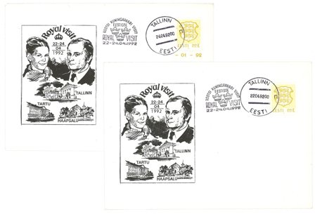 Estland - Førstedagskuverter med Silvia og Kong Carl Custav