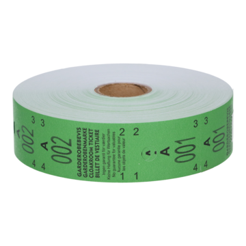 Garderobsbiljett 1-500 Grön