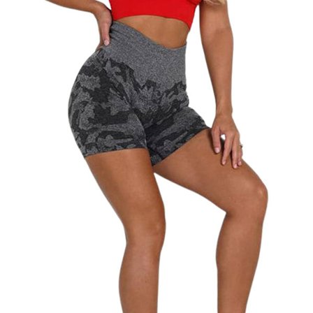 Sømløse yogashorts for kvinner, sexy booty shorts for kvinner - høy midje og magekontroll, sexy treningsshorts for kvinner til løping og trening