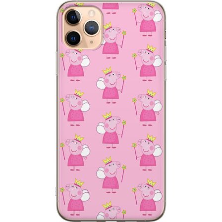 Kompatibelt Mobildeksel til Apple iPhone 11 Pro Max Greta Gris og Peppa Pig med dinosaurer og dyr, leken tegnet barnekunst på blå bakgrunn