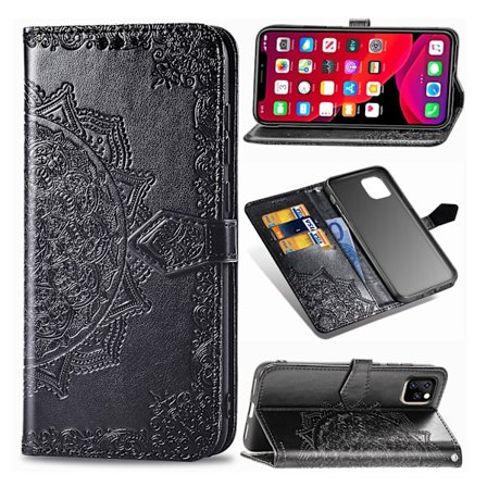 Mandala läder iPhone 11 fodral - Svart