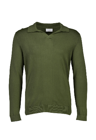 Lindbergh Ecovero L/S v-neck polo Knit Överdelar Herr Grön XL